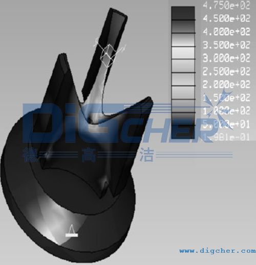 柱塞泵排（pái）液閥芯優化（huà）後的應力雲圖