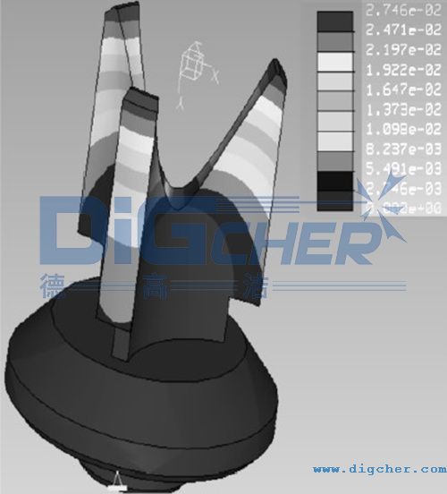 柱塞泵排液閥芯優化後的位移雲圖